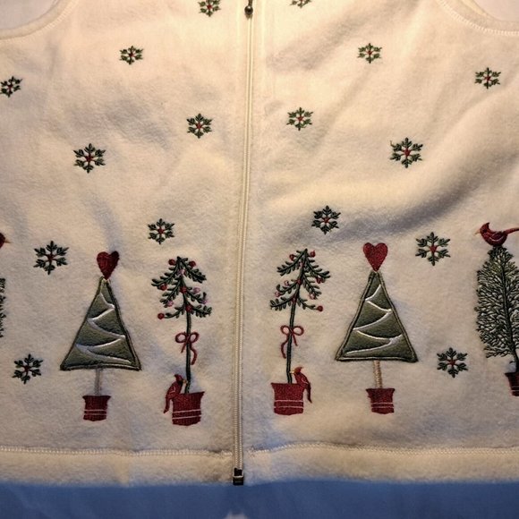 VTG Carroll Reid winter Christmas women VEST Sz S M NOVELTY EMBROIDERED COTTAGE - Picture 2 of 7